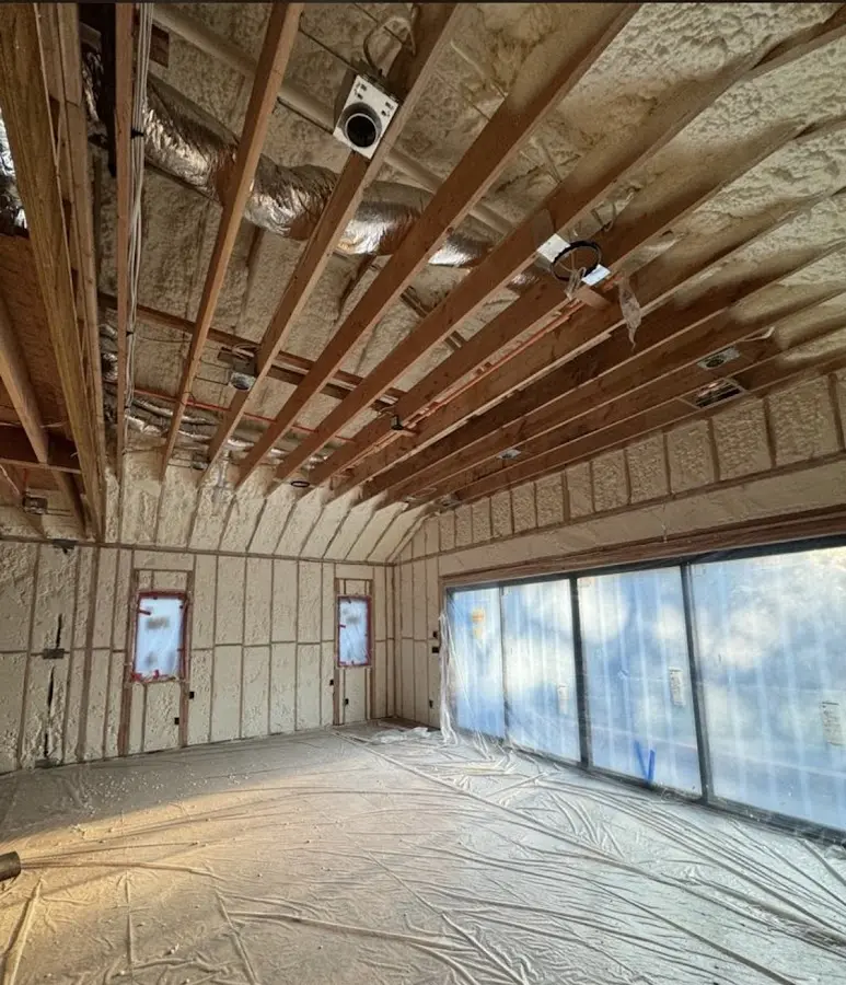 Interior walls and ceiling insulated with spray foam during new construction in CaÃ±on City